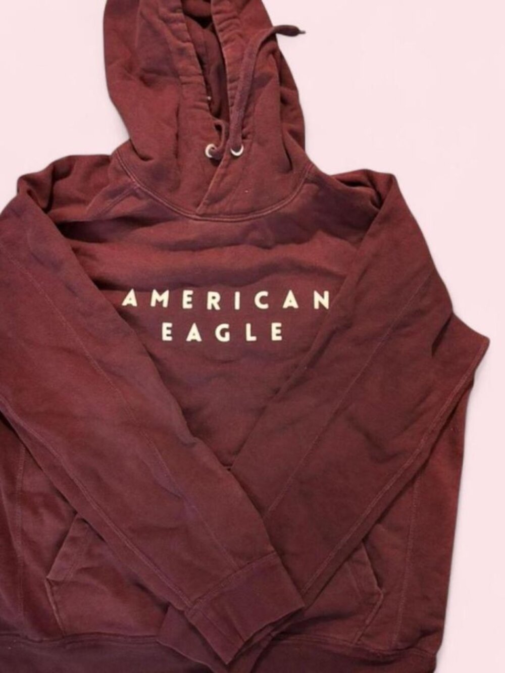 American Eagle Pullover Hoodie Burgundy Size Large Like New